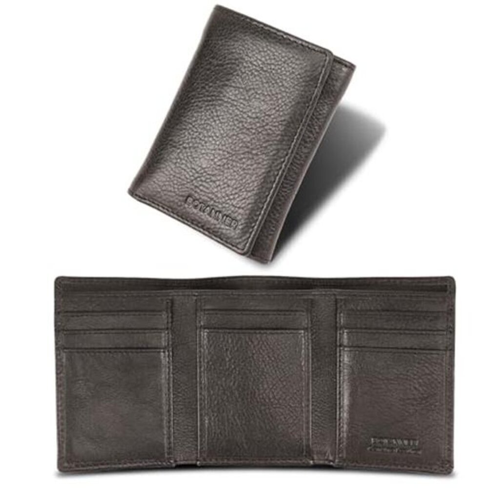 Genuine Leather Mens Trifold Wallet RFID Blocking 8 Credit Card Slots Section